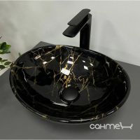 Овальна раковина на стільницю VBI Parma Marble Black VBI-011004 чорний мармур