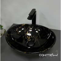 Овальная раковина на столешницу VBI Parma Marble Black VBI-011004 черный мрамор