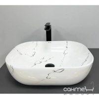 Прямоугольная раковина на столешницу VBI Bergamo Marmo VBI-012501 белый мрамор