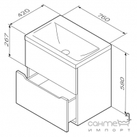 Подвесная тумба с раковиной AM.PM Gem S M91-FHX0752-WC0752WG38 белая