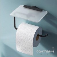 Держатель для туалетной бумаги с полочкой AM.PM X-Joy A85A341522 матовый черный/матовое стекло