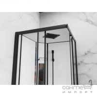 Квадратный душевой бокс Damixa Gala Square 53WC-403-090BT профиль черный, стекло прозрачное, стенки белые