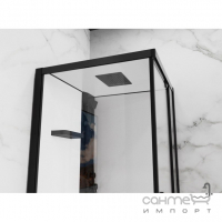 Квадратный душевой бокс Damixa Gala Square 53WC-404-090BT профиль черный, стекло прозрачное, стенки белые
