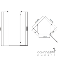 Пентагональна душова кабіна Cersanit Jota 900x900x1950 профіль хром/прозоре скло
