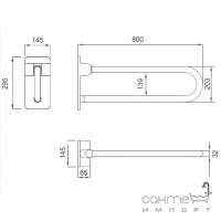 Поручень тройной NOFER 600 мм из нержавеющей стали AISI 304, Satin (15048.S)