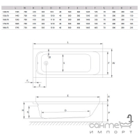 Акрилова ванна Radaway Mia Eco 180x75 WA1-55-180x075 біла, без ніжок