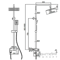 Душевая стойка с изливом Ledeme LM22478U графит