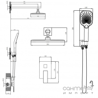 Душова система прихованого монтажу Qtap Gemini QTGEM113GMB45698 збройова сталь