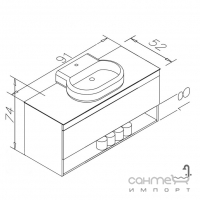 Подвесная тумба с столешницей под настольную раковину Imprese Black Edge f32119W(1) белая, столешница стекло