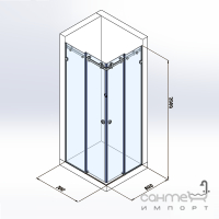 Квадратная душевая кабина Studio Glass Dettifoss 800x700x2000 хром/прозрачное стекло