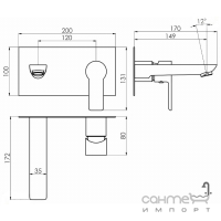 Смеситель для раковины скрытого монтажа Imprese Orlik f03509401CC хром, излив 17 см