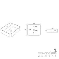 Прямоугольная раковина на столешницу Imprese I-Form с06010603-55 белая