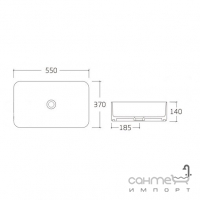 Прямоугольная раковина на столешницу Imprese I-Form С06010603-12 белая