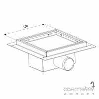 Точечный душевой трап Imprese i-Flow SS 150x150 d44150S13 нержавеющая сталь, решетка под плитку