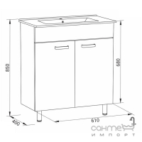 Тумба підлогова з раковиною RJ Kink-L 60 RJFU041-4160WHSET(RJFU041-4160WH+RZJ610) біла