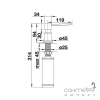 Дозатор врізний Blanco Torre Satin Dark Steel 527744 темна сталь сатин