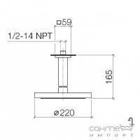 Верхній душ із кріпленням під стелею, D 220 Dornbracht Gentle 28569720-00 Хром