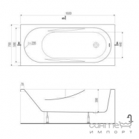 Прямоугольная акриловая ванна с ножками Cersanit Mito Red 1600x700 TS301-004 белая