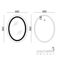 Овальное зеркало с LED-подсветкой, подогревом, сенсором и диммером Lidz Vida Touch LD78LF6080