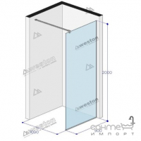 Душова перегородка Weston 900x2000x1000 хром/прозоре скло, тримач прямокутний 90