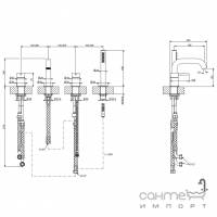 Смеситель для ванны врезной на четыре отверстия Gessi 316 54037-239 Steel Brushed нержавеющая сталь браш