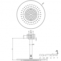 Круглый верхний душ с потолочным кронштейном Gessi 316 54152-239 Steel Brushed нержавеющая сталь браш