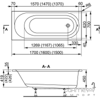 Прямоугольная акриловая ванна Vagnerplast Kasandra 170 VPBA177KAS2X-04 белая