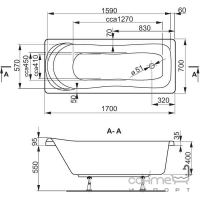 Прямоугольная акриловая ванна Vagnerplast Penelope 170 VPBA177PEN2E-01 белая