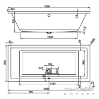 Прямоугольная акриловая ванна Vagnerplast Cavallo 180 VPBA180CAV2X-04 белая