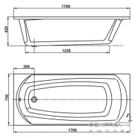 Прямокутна акрилова ванна Vagnerplast Ebony 170 VPBA170EBO2X-04 біла