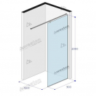 Душова перегородка Weston 900x2000x1500 хром/прозоре скло, тримач прямокутний подовжений