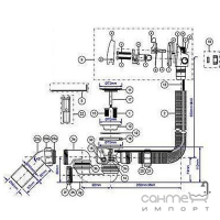 Сифон для ванни з наповненням через перелив McAlpine HCN3100CB1M-15MM хром