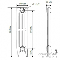 Чугунный радиатор отопления в стиле ретро WarmWell Clasik M 500