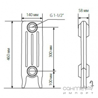 Чугунный радиатор отопления в стиле ретро WarmWell Clasik M 300