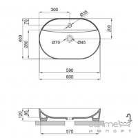 Овальна раковина на стільницю Qtap Scorpio 610x400x120 біла