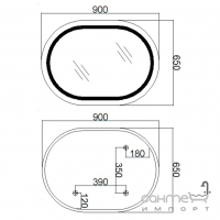 Овальное зеркало с LED-подсветкой, диммером, подогревом Qtap Gemini Reverse Touch 650x900 3000-6500K