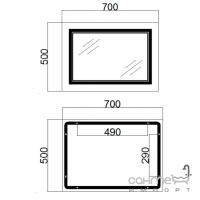 Прямоугольное зеркало с LED-подсветкой, диммером, подогревом Qtap Cardinal Reverse Touch 500x700 3000-6500K