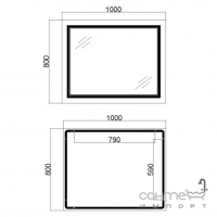 Прямоугольное зеркало с LED-подсветкой, диммером, подогревом Qtap Cardinal Reverse Touch 1000х800 3000-6500K