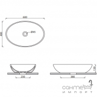 Овальная раковина на столешницу SDR Flat 2 Magnesio MGLVF2 матовая серая магнезия