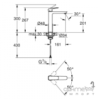 Змішувач для раковини високий Grohe Cubeo XL 1017290000 хром