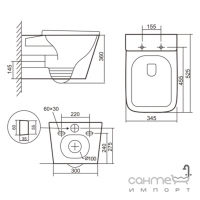 Безободковый подвесной унитаз с сидением slim soft-close Qtap Tern Ultra QT17332303AW Quiet белый