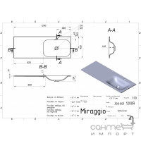 Мебельная раковина из литого камня Miraggio Jessel 1200 R Miramarble Matt белая матовая