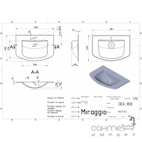 Меблева раковина з литого каменю Miraggio Dea 800 Miramarble Matt біла матова