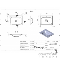 Раковина з литого мармуру Miraggio Jessel 600 Mirastone Black Shine чорний шиммер