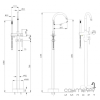 Напольный смеситель для ванны Corsan Lungo CMB7560GL золото