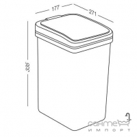 Прямокутна урна для сміття з кришкою 10 л MVM BIN-04 10L Antracite чорна