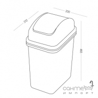 Прямоугольная урна для мусора с крышкой 15 л MVM BIN-12 15L Gray серая