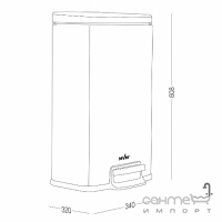 Прямоугольная урна для мусора с крышкой и педалью 30 л MVM BIN-15 30L SS нержавеющая сталь