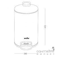 Кругла урна для сміття з кришкою та педаллю 12 л MVM BIN-16 12L SS нержавіюча сталь