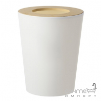 Кругла урна для сміття 9 л MVM Scandinavia BIN-20 9L White/Wood біла/бамбук